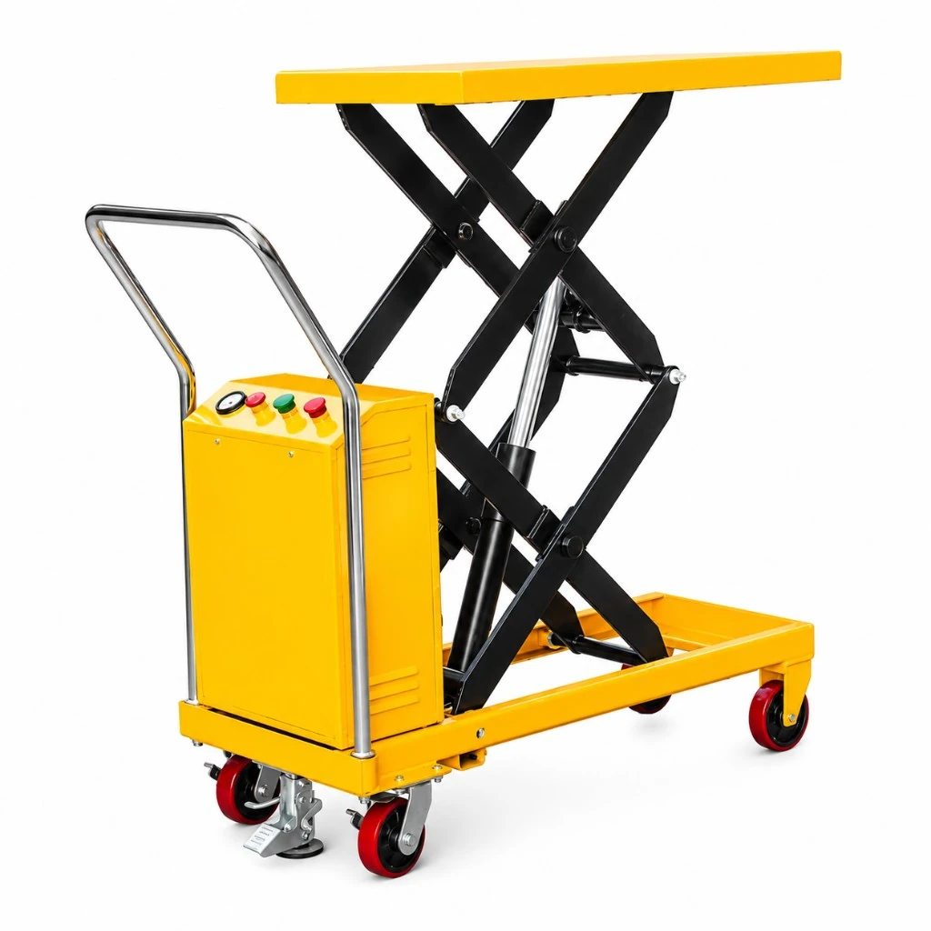 Semielektriskt mobilt dubbelsaxlyftbord (PMPS350D) 350 kg 1320 mm
