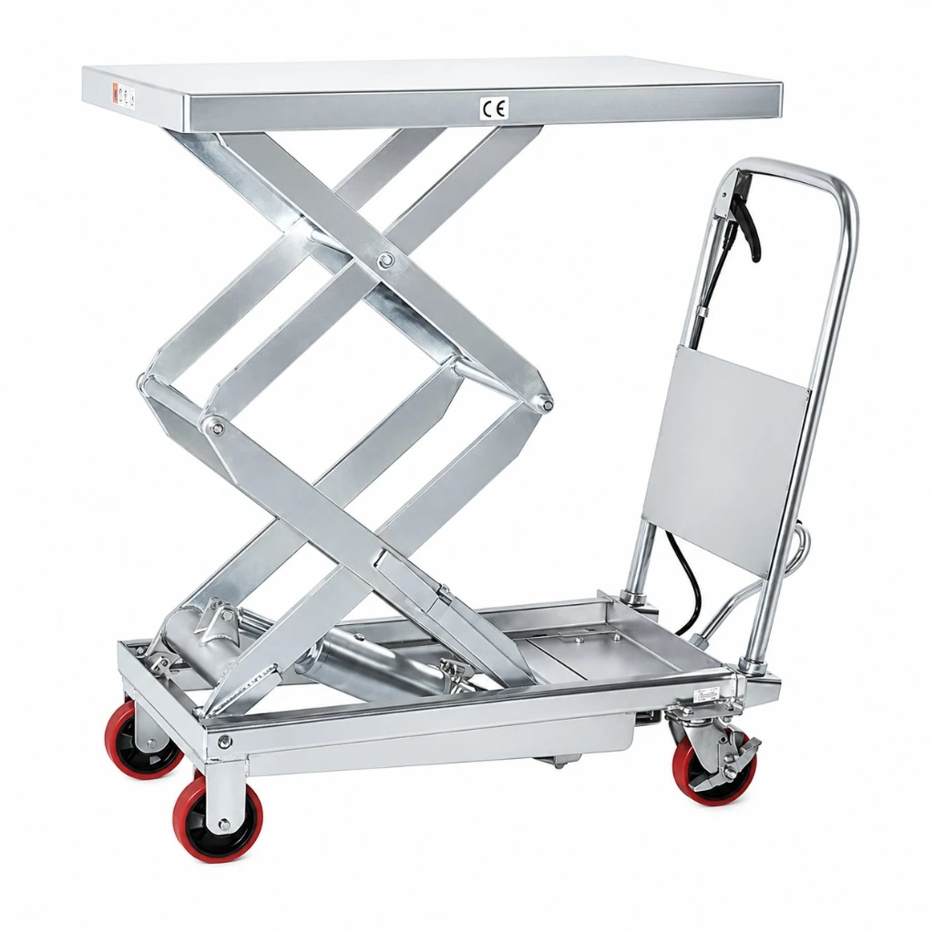 Mobilt dubbelsaxlyftbord i rostfritt stål (MPS350DS), 350 kg