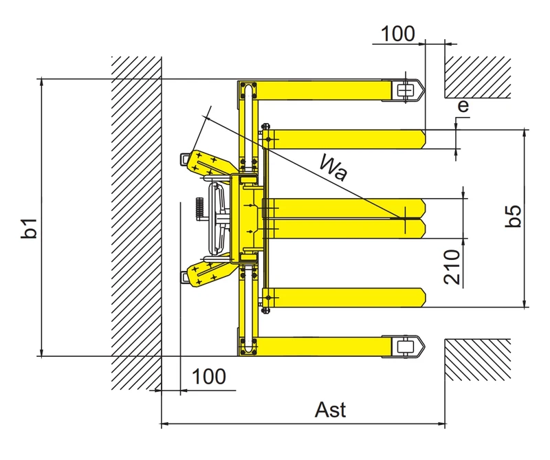 Manuell RVV-DSV-bredbensstaplare med 1600 mm lyfthöjd