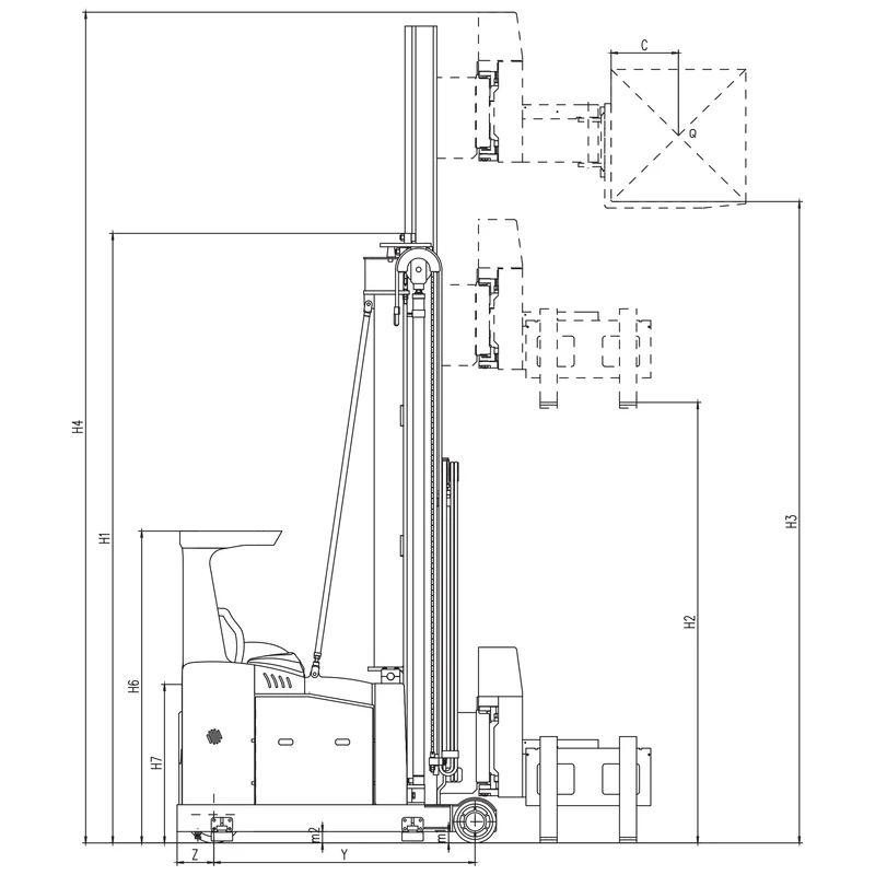 Smalgångstruck REV15BP med lyfthöjd upp till 10 500 mm
